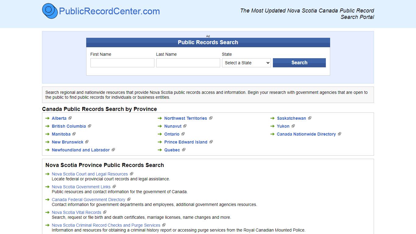 Free Nova Scotia Public Record Search